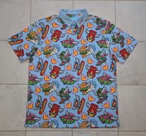 Mainstage Men's XL Cannabis Dispensary Weed Print Polo Short Sleeve Shirt